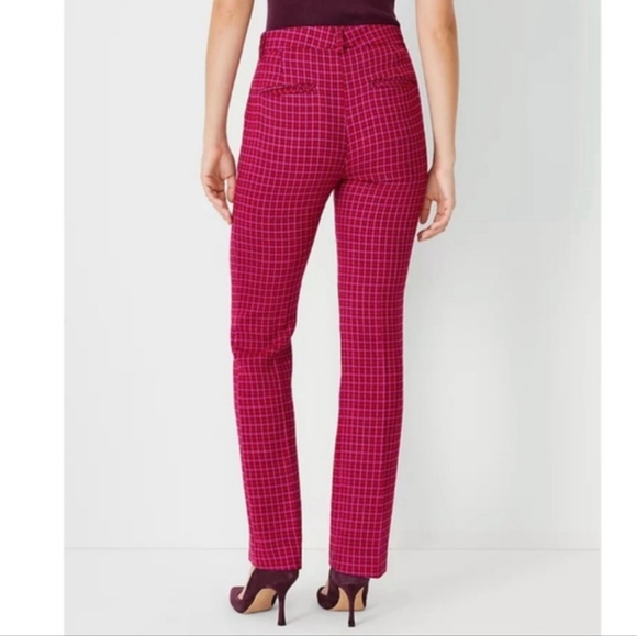 NWT! Ann Taylor Sophia Pants In Pink Houndstooth - Picture 3 of 10